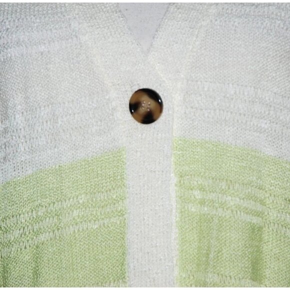 New Directions Single Button Cardigan Sweater Size S V-Neck 3/4 Sleeve Striped - Picture 3 of 12